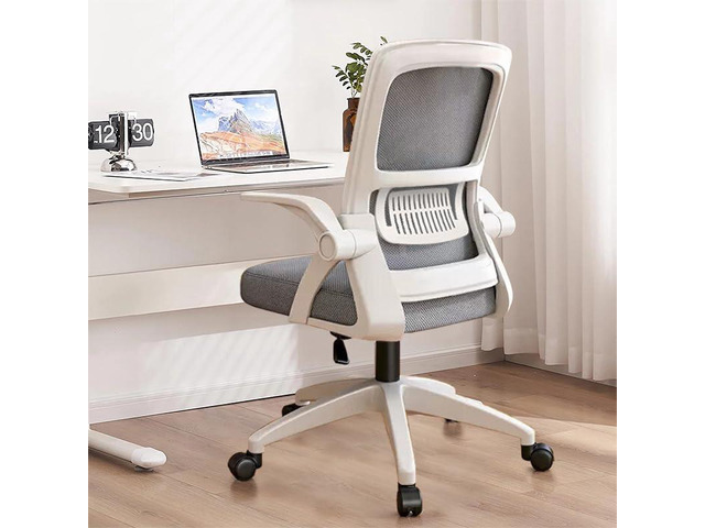 Office Chair, Ergonomic Desk Breathable Mesh Swivel Chair with Flip-Up Arms and Lumbar Support Computer for Home Office