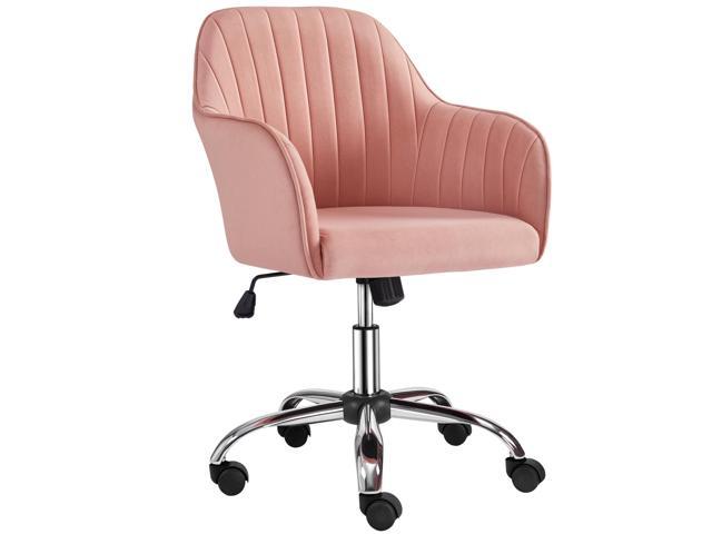 Pink Desk Vanity Chair Comfy Modern Aesthetic Accent Armchair Height Adjustable Swivel Computer Chair for Bedroom or Office