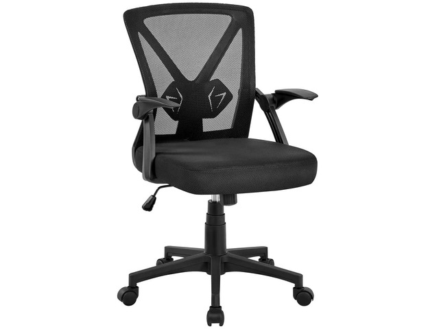 Mid-Back Mesh Task Office Desk Chair with Flip-up Arms, Black Breathable mesh back and foam-padded seat for all-day comfort; sturdy metal frame,...