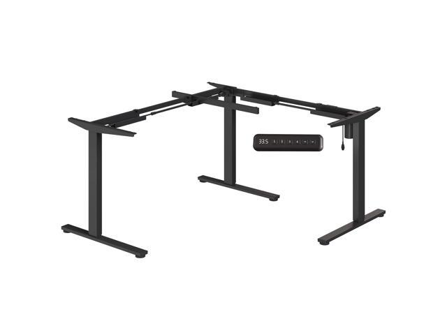 Electric Height Adjustable 3-Leg L Shaped Standing Desk Frame, Support up to 220lbs, Sit Stand Ergonomic L Desk Frame Only, Black
