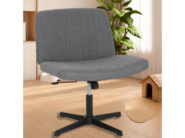 Criss Cross Chair, Armless Desk Chair no Wheels, Cross Legged Office Chair, Swivel Vanity Chair, Height Adjustable Wide Seat Computer Task Chair...