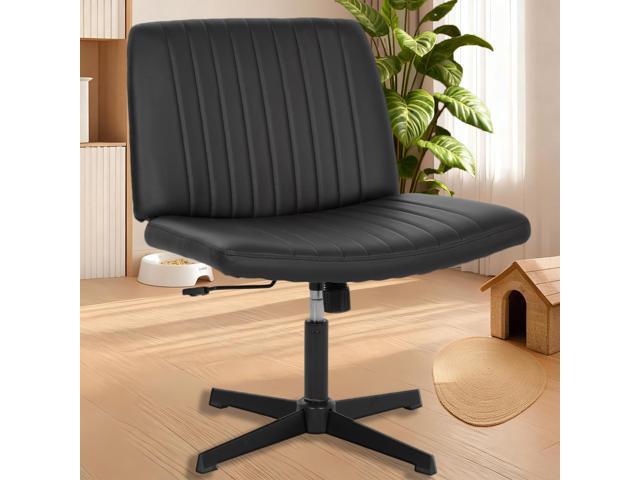 Criss Cross Chair, Armless Desk Chair no Wheels, Cross Legged Office Chair, Swivel Vanity Chair, Height Adjustable Wide Seat Computer Task Chair...