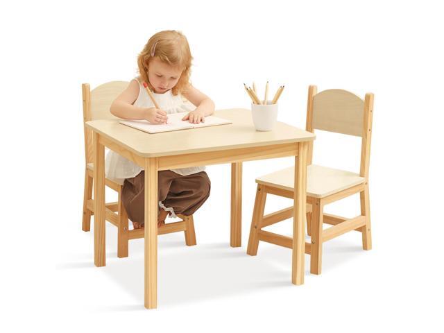 Wood Kids Table and Chairs Set, Waterproof Desktop, Easy to Clean, Smooth Edge, Ideal Toddler Table Chairs Set for Eating, Snack Time and Play Games