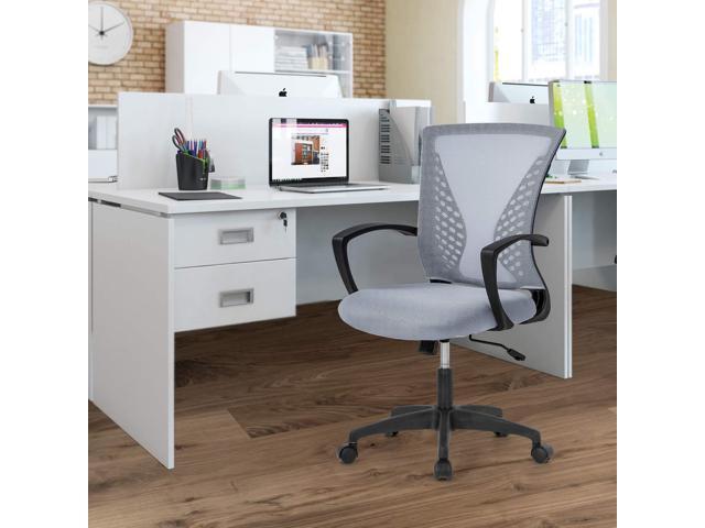 Grey Modern Executive Mid Back Mesh Office Chair with Lumbar Support and Adjustable Armrest, Swivel, Rolling Task Chair