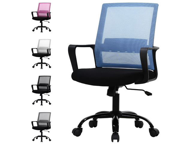 Small Office Chair Home Office Desk Chair Computer Chair Work Chair Mesh Chair Rolling Chair with Armrest for Home Office, Blue