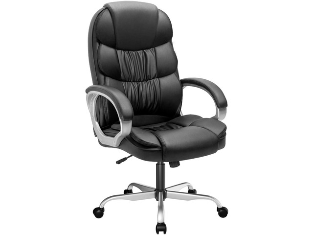 Big and Tall Office Chair Ergonomic Desk Chair High Back Executive Computer Chair Adjustable Swivel PU Leather Task Chair with Padded Armrests and...