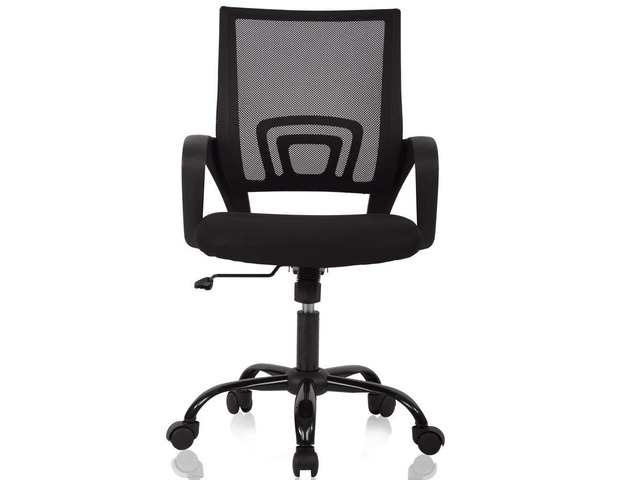 Ergonomic Mid Back Mesh Office Desk Chair with Lumbar Support & Armrest, Modern Adjustable Height Swivel Task Executive Chair for Women & Men, Black
