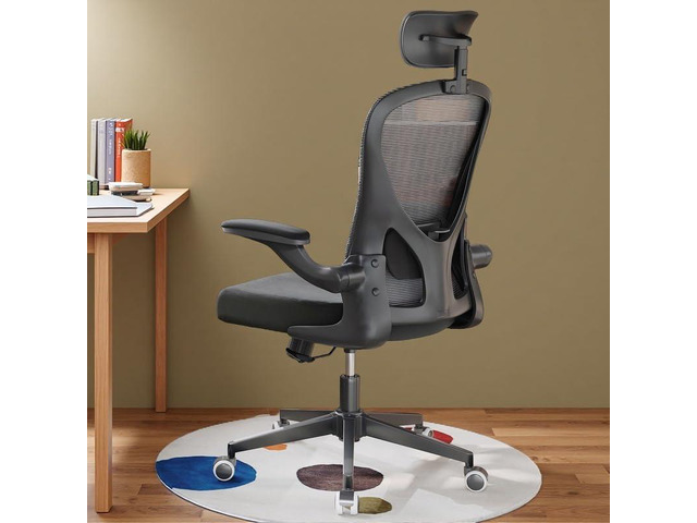 Office Chair Ergonomic Office Chair Tilt Function Adjustable Headrest with Flip-Up Arms, Cushion for Lumbar Support and Sturdy Wheels, 360 Degree...