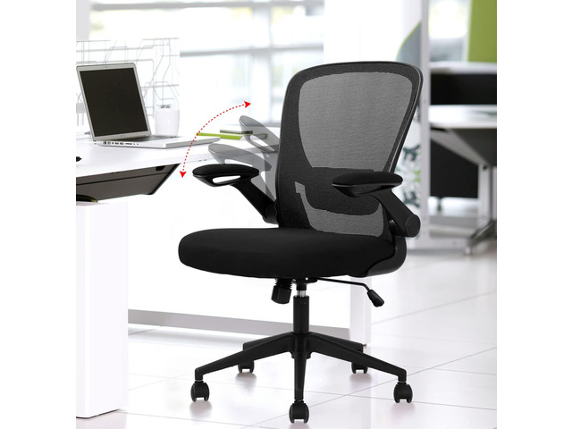 Ergonomic Office Chair Mid-Back Desk Chair Mesh Computer Chair with Lumbar Support and Flip-up Armrests Adjustable Height Swivel Task Chair for...