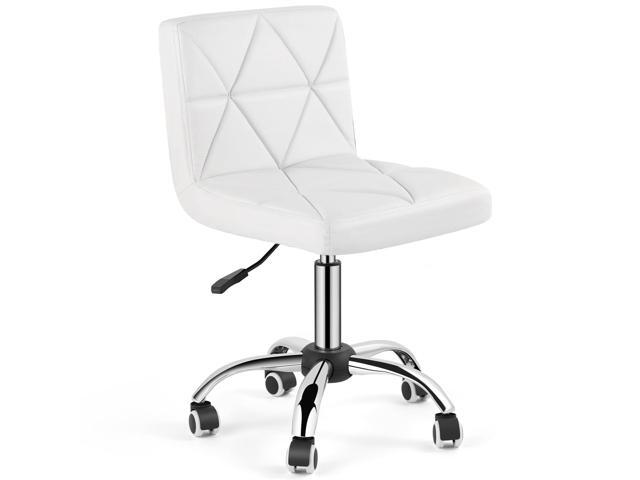 Armless Desk Chair, Mid Back Swivel Office Chair, Adjustable Executive Conference Task Chair with Rolling Wheels and Diamond Pattern, for Home.
