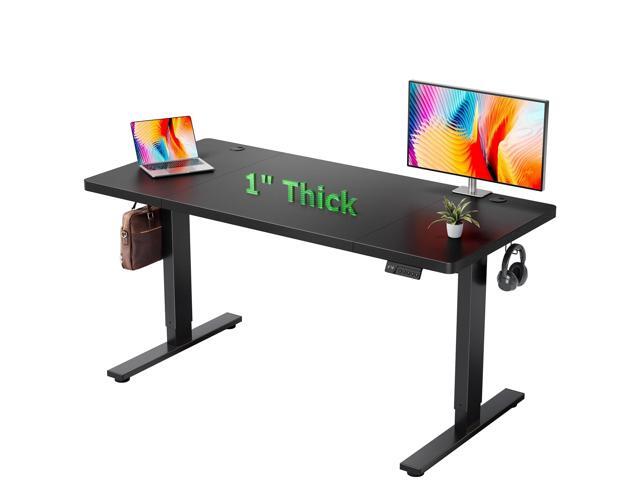 Electric Standing Desk Adjustable - 60x28 Inch Sit Stand Desk with 1 Inch Thick Tabletop, Double Beam Frame, 3 Memory Height Adjustment, Cable...