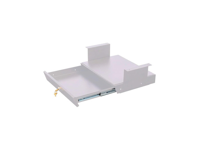 Stand Up Desk Store Add-On Office Sliding Under-Desk Drawer Storage Organizer for Standing Desks (White, Lockable with Padded Laptop Shelf)