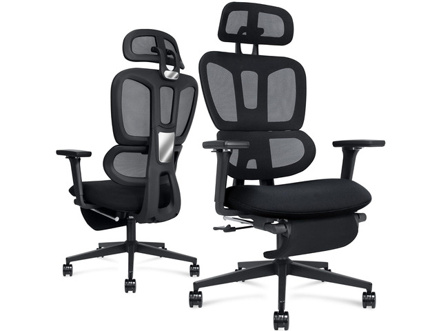 Ergonomic Mesh Office Chair with Retractable Footrest - High Back Computer Chair with Lumbar Support, Adjustable Armrests and Headrest - Adult...