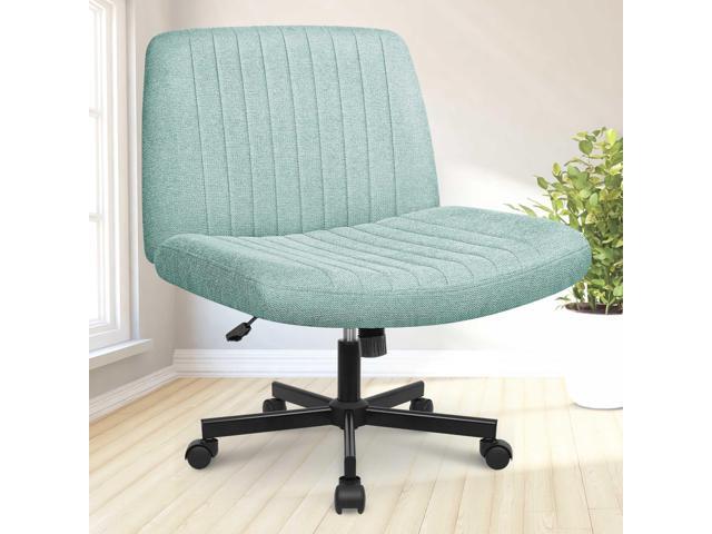 Criss Cross Chair with Wheels Home Office Cross Legged Armless Chairs Ergonomic Adjustable Computer Desk Task Wide Seat for Bedroom Vanity Comfy...