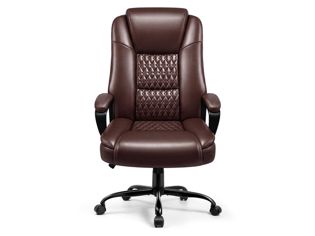 Leather Office Desk Chair,Ergonomic Office Chair with Lumbar Support,Computer Chair,Executive Leather Chair with Padded Flip-up Arm,Adjustable...