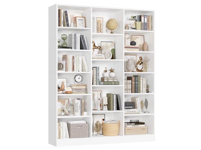 Triple Wide Bookshelf, 6 Tier Large Bookshelf, Bookcase with 17 Open Display Shelves, 74'' Tall Bookcases and Bookshelves for Living Room, Home...