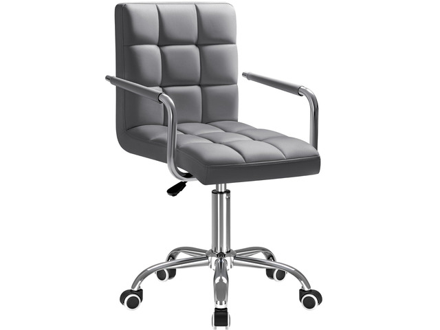 Vanity Office Chair with Wheels,Makeup PU Leather Executive Chair Modern Adjustable Home Desk Retro Comfortable Work Chair 360 Degree Swivel with...