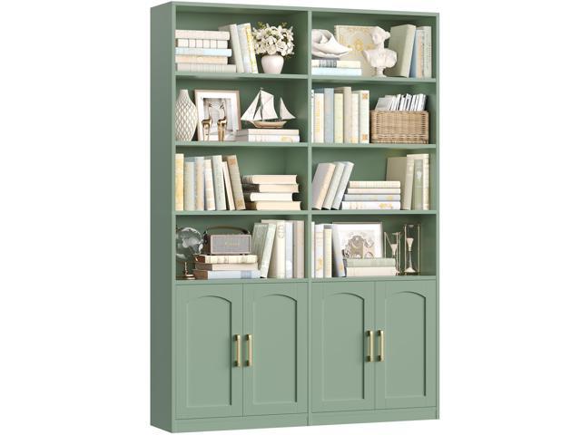 Bookshelf and Bookcase with Doors, 6 Tier Double Wide Large Bookshelves, Open Display Shelves, 73'' Tall Bookshelf with Storage Cabinets for Home...