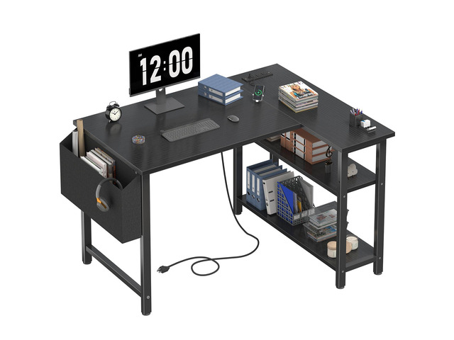 Small L Shaped Gaming Desk with Shelves, 40 Inch Small Corner Computer Gaming Desk for Boys Teens Bedroom, Study Work PC Desks for Home Office...