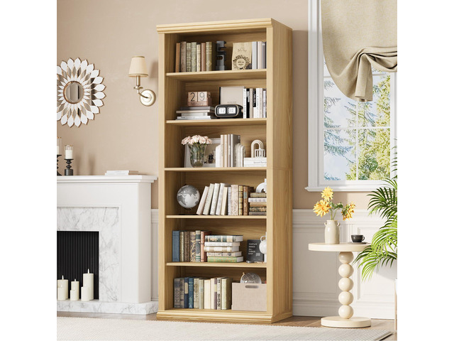 Bookcase and Bookshelves, 28' W Tall Bookshelf with Elegant Design, 6 Tiers Spacious Book Storage, Freestanding Book Organizer, Display Library...