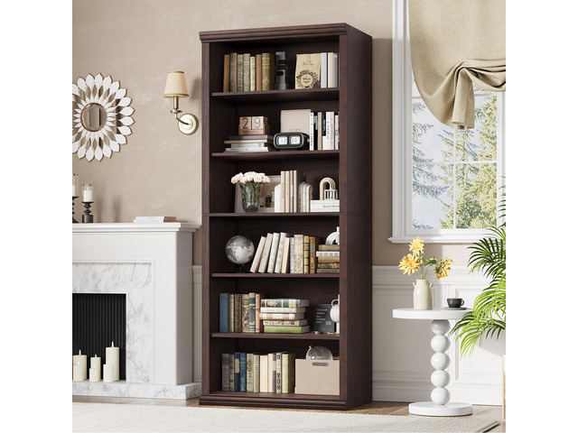 Bookcase and Bookshelves, 28' W Tall Bookshelf with Elegant Design, 6 Tiers Spacious Book Storage, Freestanding Book Organizer, Display Library...