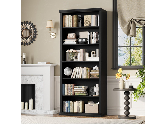 Bookcase and Bookshelves, 28' W Tall Bookshelf with Elegant Design, 6 Tiers Spacious Book Storage, Freestanding Book Organizer, Display Library...