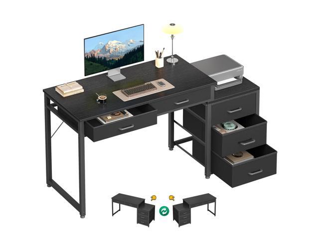 Computer Desk with 5 Drawers, 53 Inch Office Desk with Printer Shelf, Reversible Gaming Desk for Home Bedroom, Writing Table Desk with for Storage,...