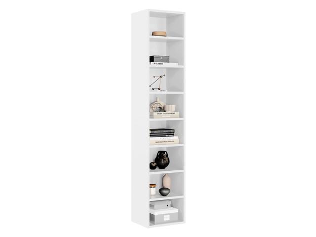 71.5' Tall Narrow Bookshelf, 8-Tier Cube Display Rack, Modern Corner Bookshelf with Storage Space, CD Storage Cabinet for Home Office (White 1...