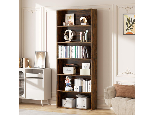 6-Tier Open Bookcase and Bookshelf, Floor Standing Wood Display Storage Shelves 71 Inch Tall Bookcase Home Decor Furniture for Home Office, Living...