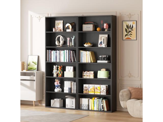 6-Tier Open Bookcase and Bookshelf, Floor Standing Wood Display Storage Shelves 71 Inch Tall Bookcase Home Decor Furniture for Home Office, Living...