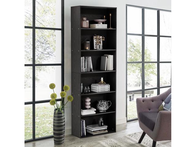 71' Tall 6-Tier Bookshelf, Large Open Display Bookcase with Ample Storage, Floor Standing Book Shelf for Living Room, Home Office, Bed Room, Black