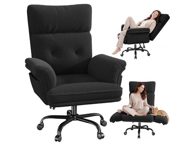 Criss Cross Chair with Wheels and Arms, Teddy Plush Vanity Chair with Side Pockets, Adjustable Home Office Desk Chairs, Computer Chair for Home,.
