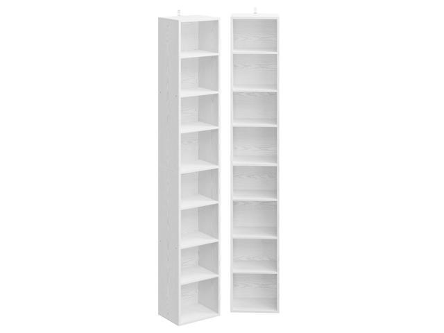 Tall Narrow Bookshelf 8 Tiers 71in Set of 2, Compact Corner Bookcase, Easy to Match for Living Room, Office, Study, Bedroom