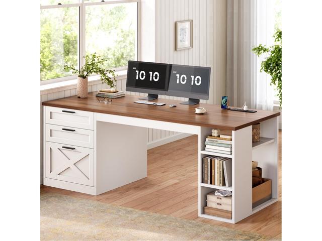 67' Farmhouse L Shaped Desk with Hutch
