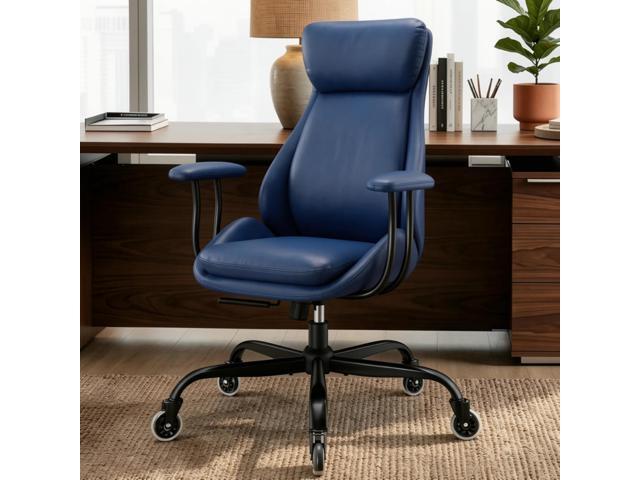 Office Chair, Leather Desk Chair with Rubber Wheels, Ergonomic Computer Chair 500 LBS with Lumbar Support, High Back Executive Chair for Modern...