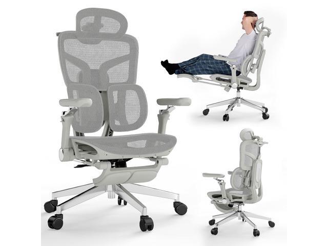 Ergonomic Office Chair with Footrest, Big and Tall Desk Chair with Lumbar Support, High Back Home Desk Chair for Long Desk Work, Swivel Rolling.
