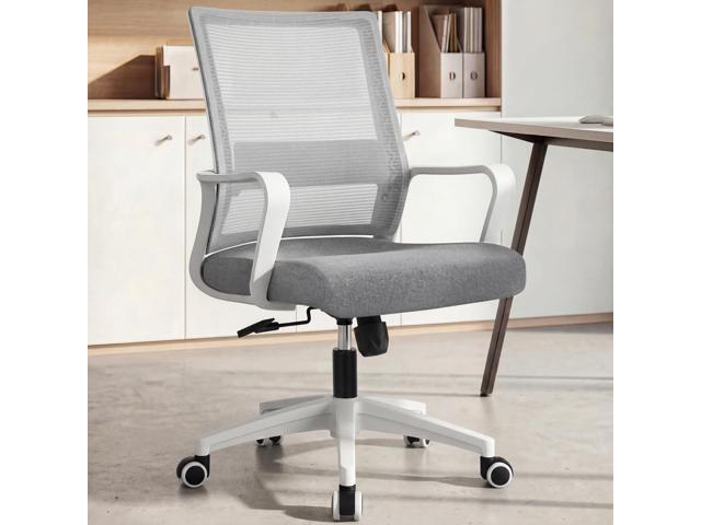 Office Desk Chair Gaming Computer Chair Ergonomic Mesh Mid Back with Rolling Wheels Lumbar Support Comfy Swivel Adjustable for Home Grey
