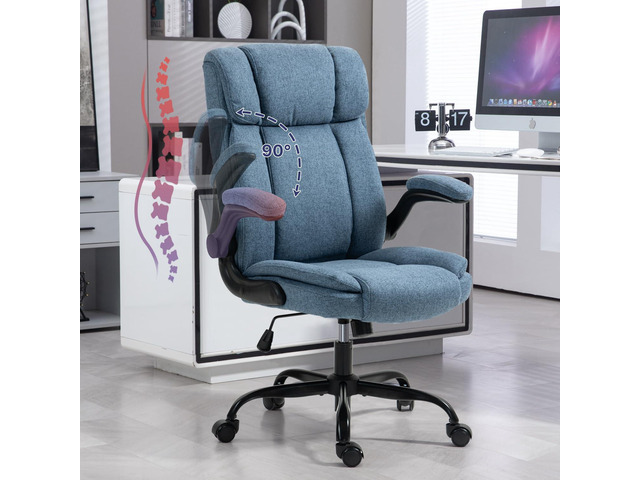 Office Chair High Back Ergonomic Executive Computer Desk Chair Comfortable Fabric Padded Home Office Desk Chairs with Flip-up Arm Rest Adjustable...