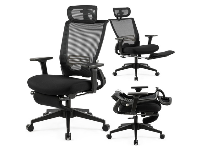 Foldable Office Chair with Foot Rest, Ergonomic Office Chair with Adjustable Lumbar Support, Headrest, Armrest, Home Office Desk Chairs for Space...