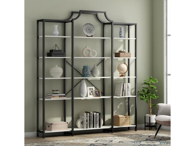 Triple Wide 5-Tier Bookshelf, 70.87' L x 79.13' H Extra Large Bookcase, Tall Open Etagere Display Shelf with Metal Frame, Freestanding Modern...