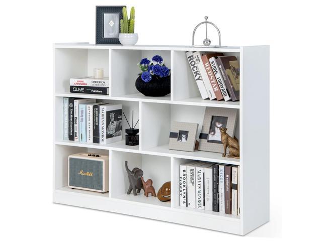 8 Cube Bookcase, Freestanding 3-Tier Open Bookshelf, White Modern Storage Display Cabinet, Wood Cube Storage Organizer for Living Room, Home...