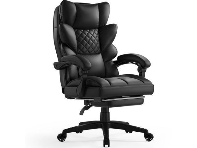 Big and Tall Office Chair with Pocket Spring Cushion,High Back Computer Gaming Chairs with Linkage Armrests,Executive Desk Chairs with Footrest,PU.