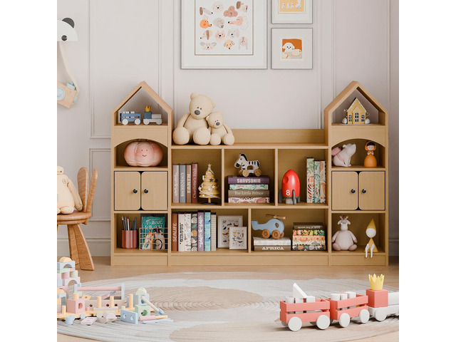 Castle Shape Children's Bookshelf, Kids Bookcase Display Case Kids Toy Storage Organizer Multifunctional Storage Cabinet Bookshelf Suitable for...