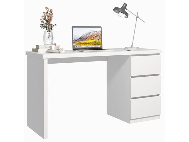 White Desk with Drawers, 47'' W Home Office Desk Gaming Table, Modern Vanity Desk with Storage, Wood Computer Desk Writing Workstation for Bedroom,...