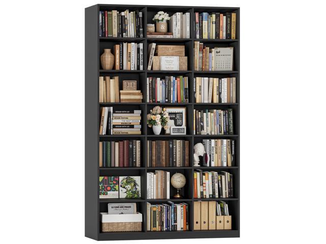 86' H Triple Wide Bookshelf and Bookcase, 7 Tier Tall Bookshelf with Storage, Large Bookcase with 21 Open Display Storage Shelves, Wood Book Shelf...