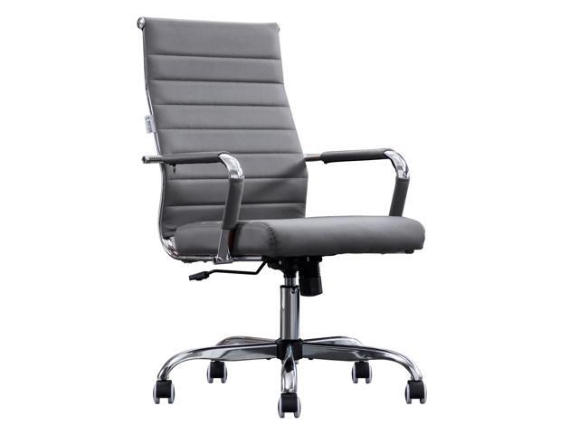 Home Office Chair Ribbed, Modern Leather Conference Room Chairs, Ergonomic Office Desk Chair, High Back Executive Computer Chair, Adjustable Swivel.