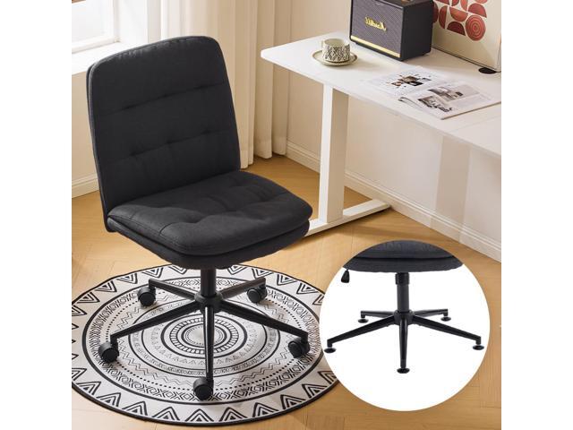 Mid Back Armless Office Desk Chair with Wheels/no Wheels,360°Rocking Swivel Vanity Chair with Thickened Cushion,Adjustable Height Rolling for...