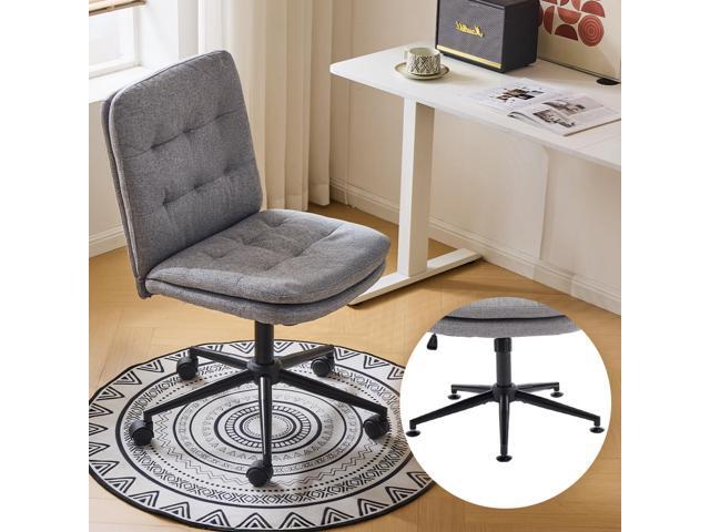 Mid Back Armless Office Desk Chair with Wheels/no Wheels,360°Rocking Swivel Vanity Chair with Thickened Cushion,Adjustable Height Rolling for...