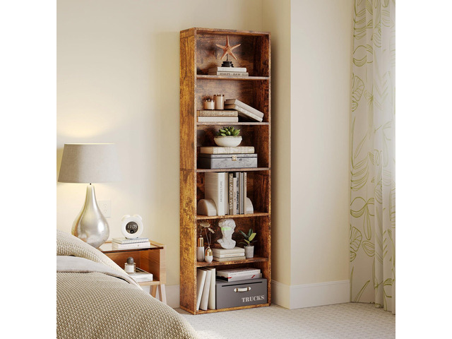 Bookshelf, 6-Tier Open Bookcase, Storage Shelves, Display Storage Shelves, Floor Standing Unit, Home Decor, Furniture for Home Office, Living Room,...