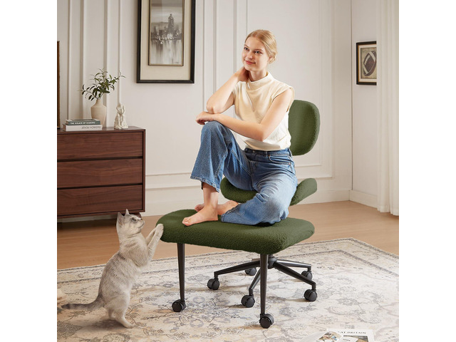 Ergonomic Cross Legged Chair for ADHD, Meditation Chair with 360° Swivel Wheels, Kneeling Office Chair with Back Support, Strong Lumbar Support,...